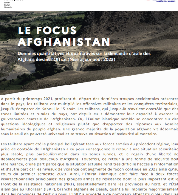 Couverture du focus Afghanistan - août 2023